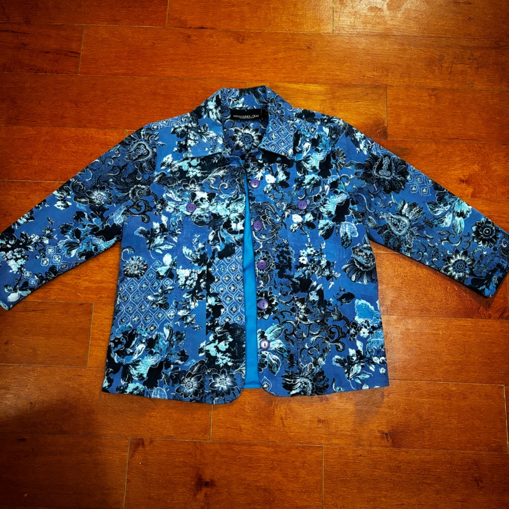 VTG Monterey Bay Blue Floral Jacket Blazer Small